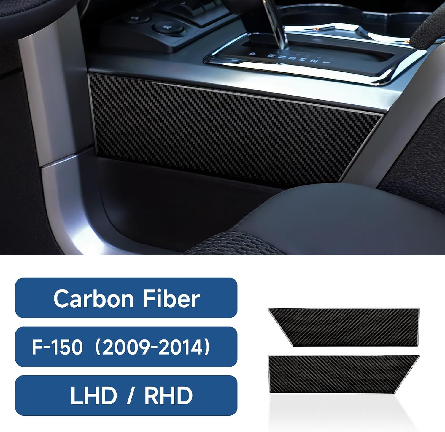Car Carbon Fiber Gear Shift Side Block Panel Decal Sticker Interior Trim Cover Accessories for Ford F150 2009 2010 2011 2012 2013 2014