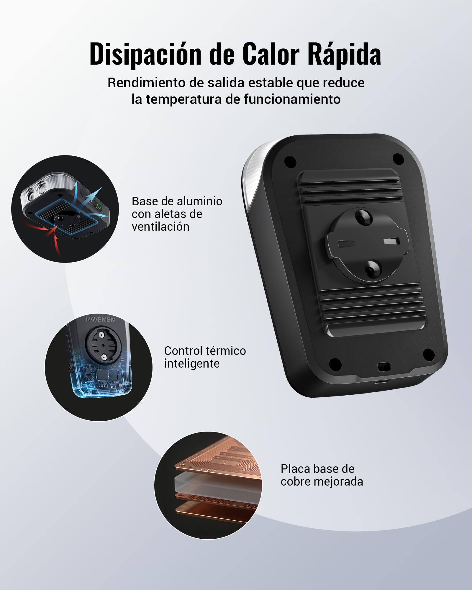 RAVEMEN FR1100SE Faro Delantero para Bicicleta Compatible con Garmin/Wahoo/Bryton Ciclocomputadores, 1100 Lúmenes Luz Frontal Gran Angular de 270° para Ciclismo Urbano Nocturno y Advertencia Diurna