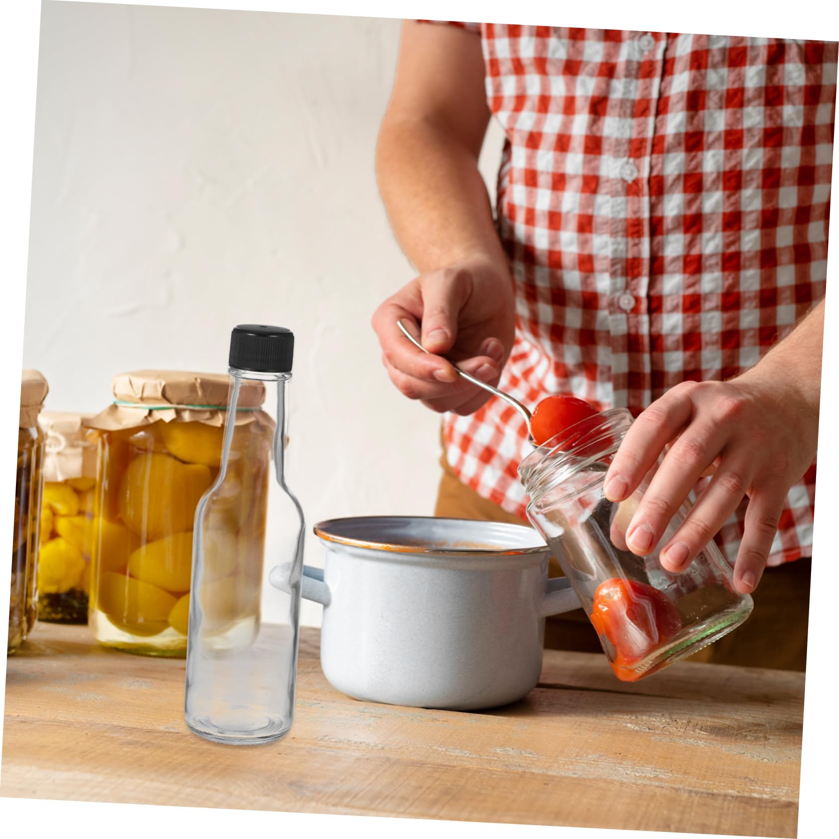 PRETYZOOM Salsa de Vidrio Tapa Segura y Fácil de Lavar Juego de 6 Botellas de 150ml Dispensador para Ketchup y Mermeladas Adecuado para Uso Doméstico y Picnics