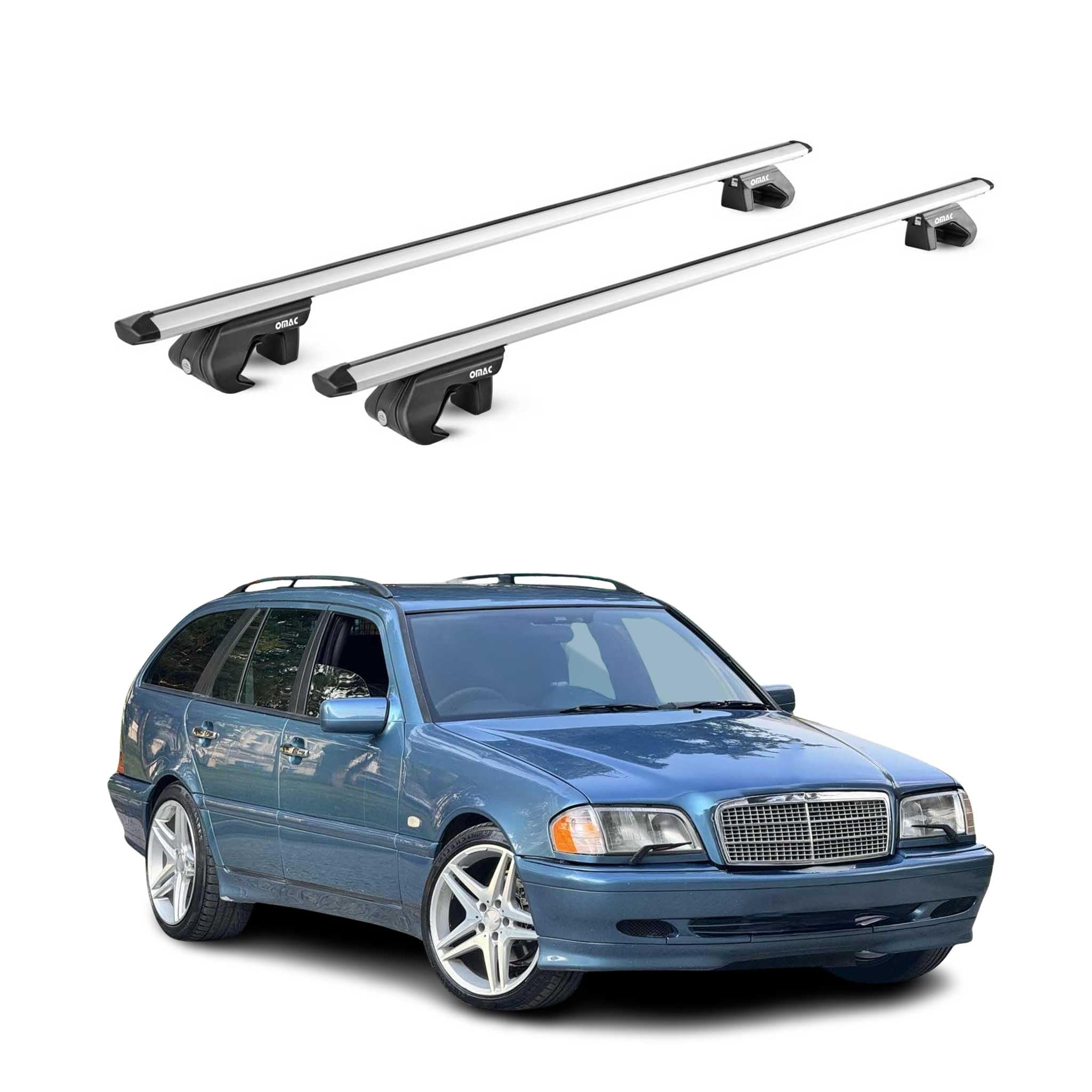 OMAC Barres de Toit Aluminium certifiées TÜV pour Renault Scenic mk3 / X-Mod 2009-2016 – pour Rails de Toit Standards – Rainure en T – Charge Max 90 kg – 2 antivols Argent