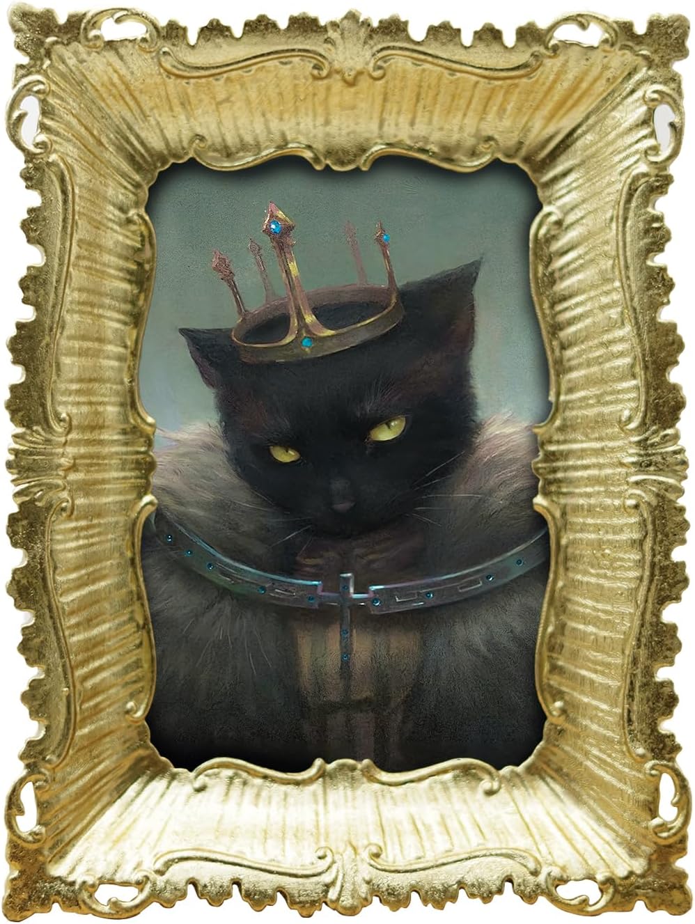 5x7 Vintage Picture Frame, Antique Black Gothic Ornate Baroque Style Photo Frame with Glass, Ideal for Dark Fantasy Art, Retro Tabletop & Wall Hanging Home Decor