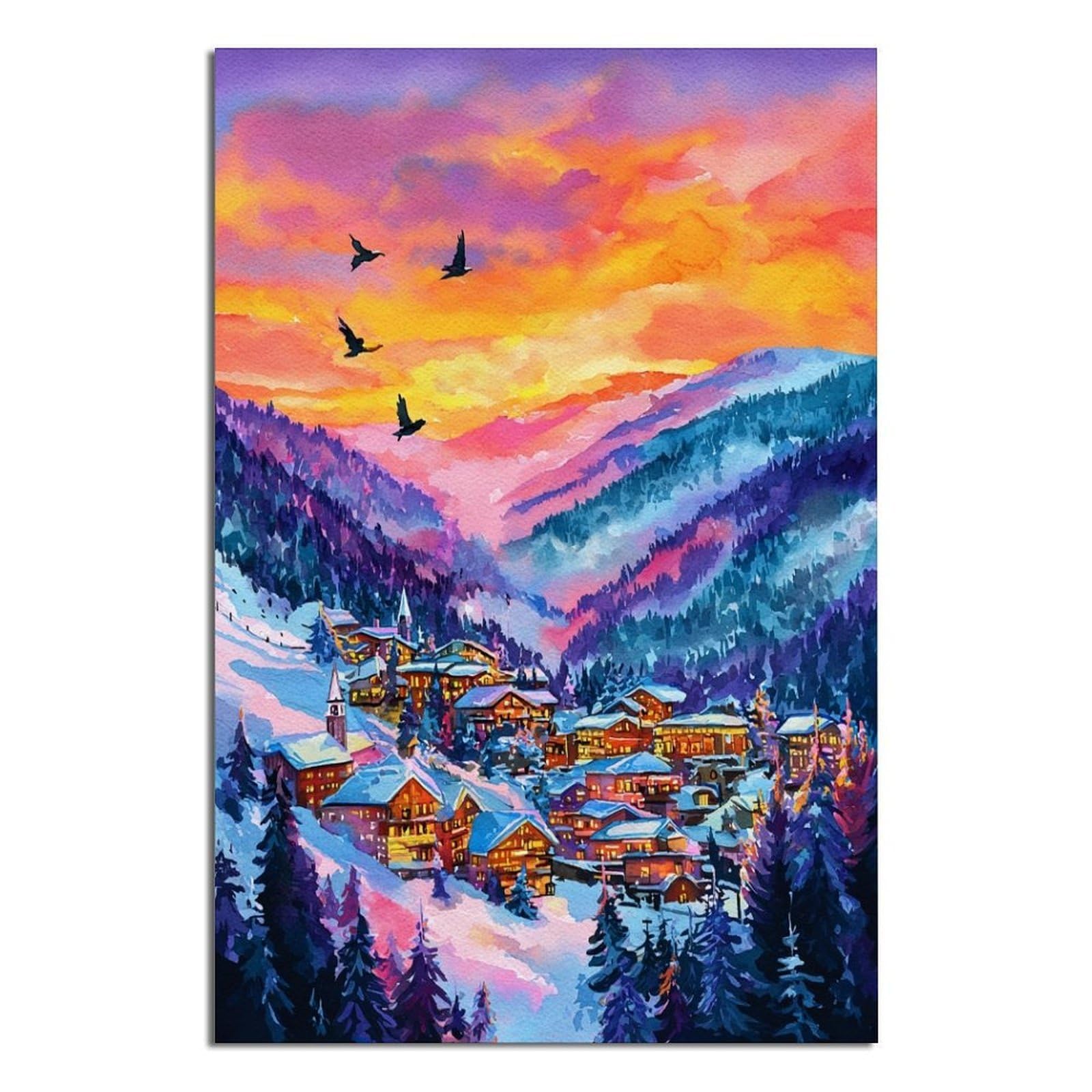 Vail Colorado Ski Poster 20x30inch(50x75cm) Vintage Watercolor Canvas Art