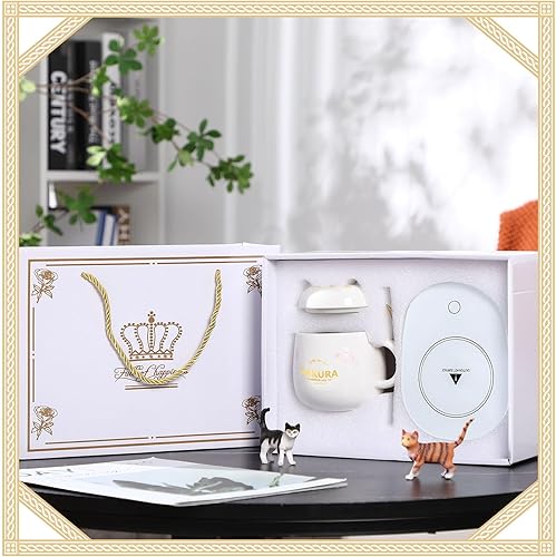 Miniatura 4 de Calentador de taza de café con taza para mujer, calentador de taza de café eléctrico con control de temperatura, calentador de café inteligente de
