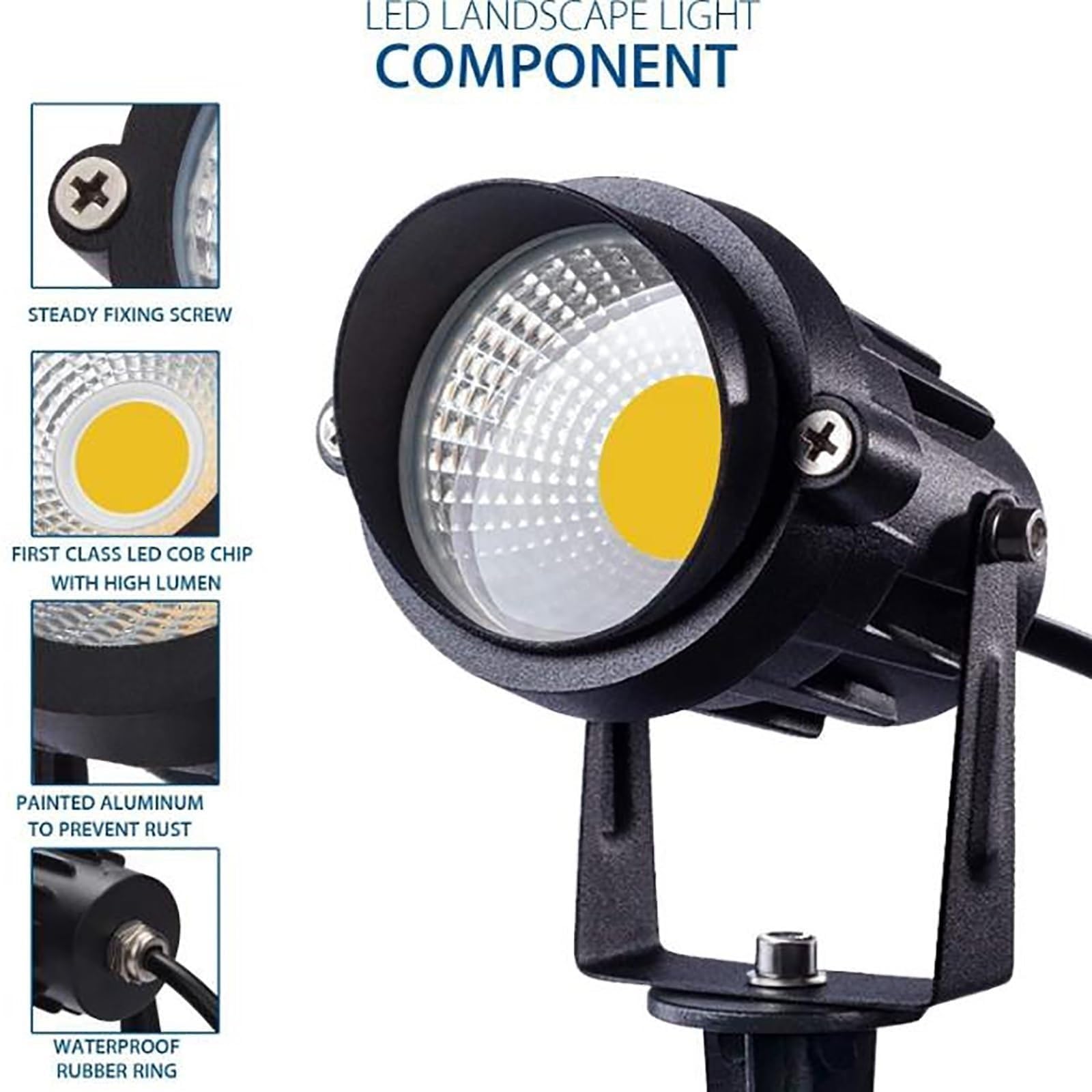 Generisch Lampa ogrodowa LED, reflektor ogrodowy 5 W – 900 lm, niskonapięciowy zestaw oświetlenia zewnętrznego, IP65, wodoszczelna lampa stojąca do zabudowy, jasne białe światło do ogrodu, ścieżek i