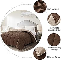 Vista 4 de Homelike Moment Comforters Queen Size - Brown Duvet Insert Down Alternative Bed Queen Comforter, Lightweight Bedding Comforters Full Size Quilted