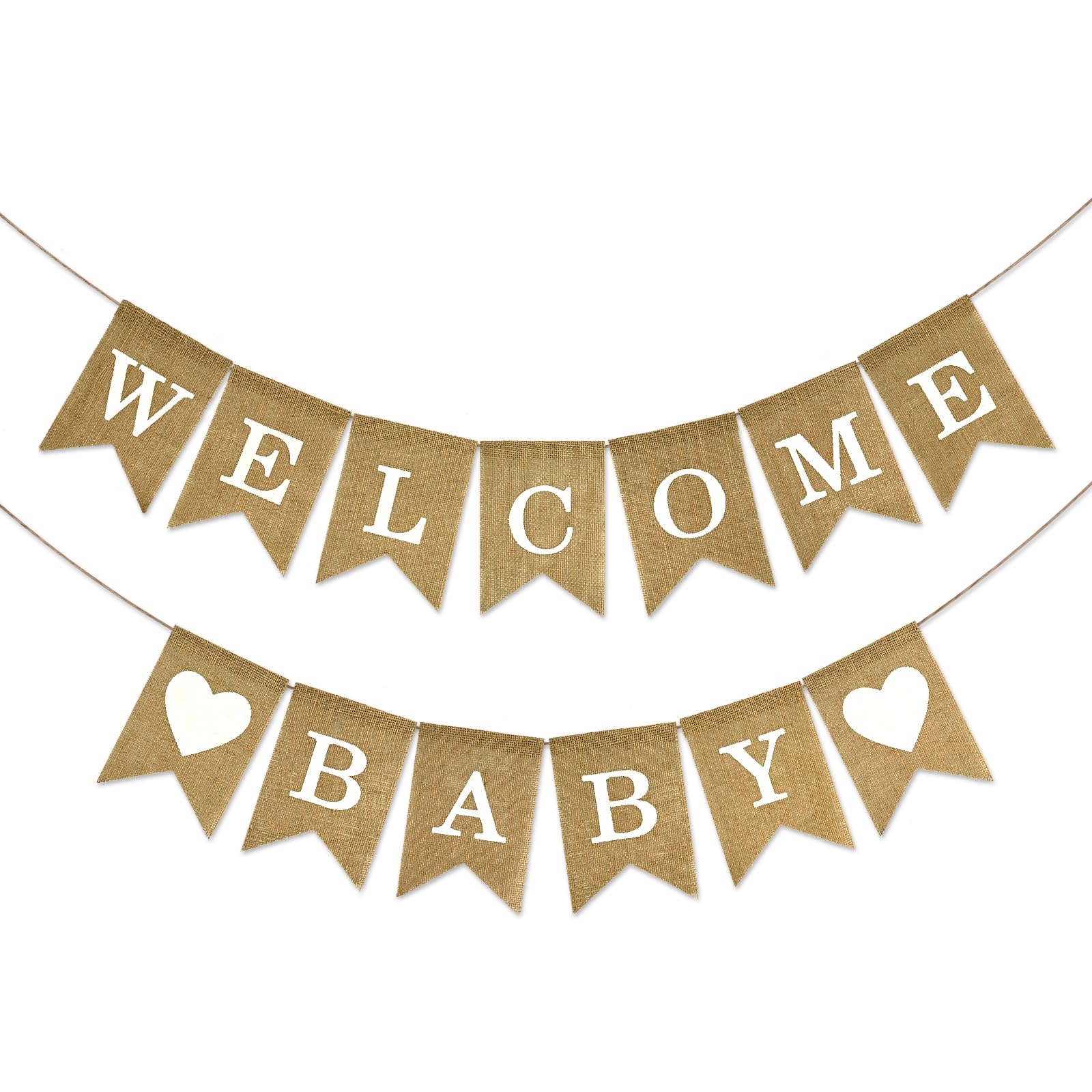 Anwyll Burlap Welcome Baby Banner - NO DIY Baby Shower Decoration Banner Oh Welcome Baby Shower Sign for Backdrop Adorable Neutral Gender Reveal Party Decoration Babies Announcement Sign for Girl Boy