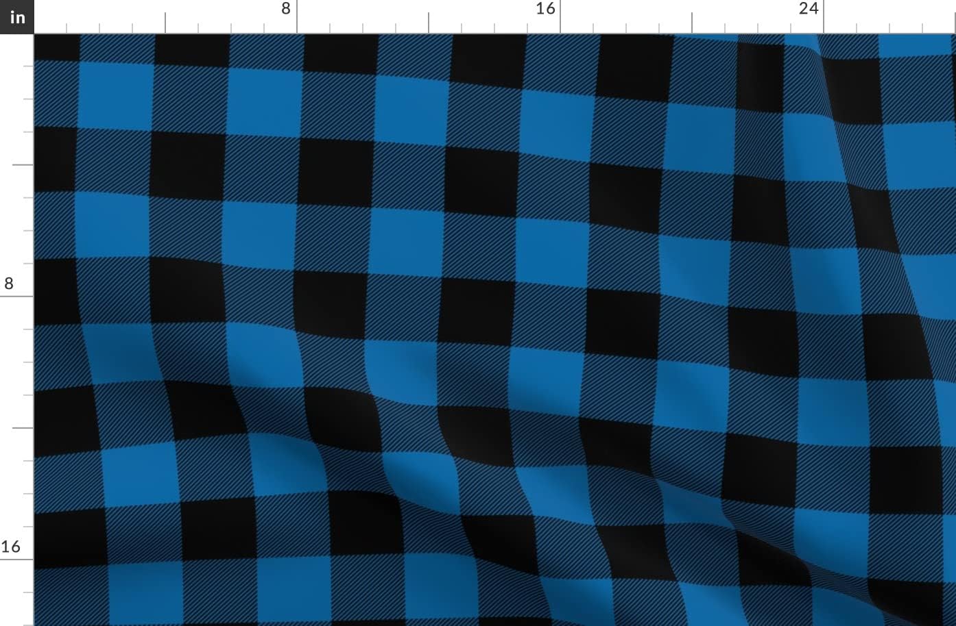 Spoonflower Fabric - Buffalo Plaid Royal Blue Check Tartan Printed on Organic Cotton Sateen Fabric by The Yard - Sewing Quilting Apparel Home Decor