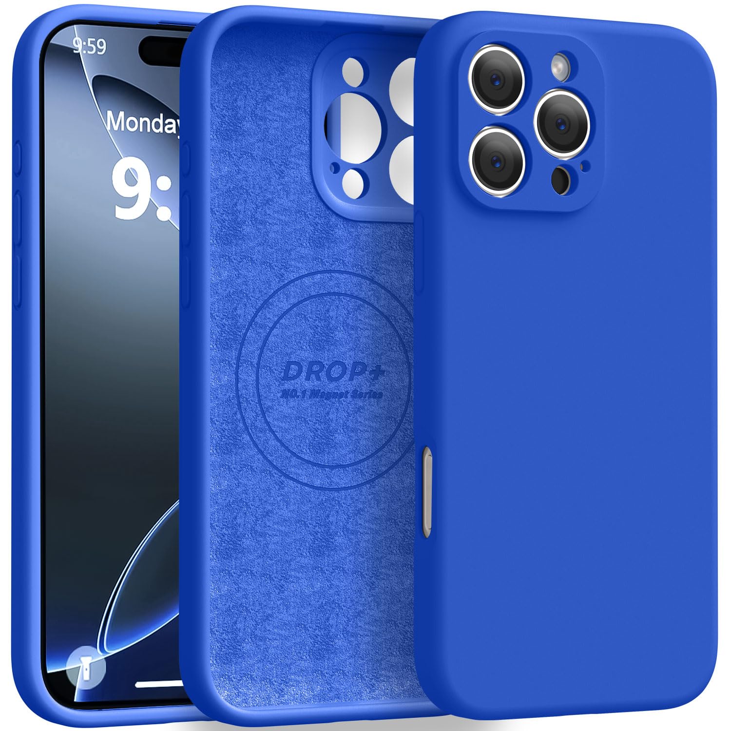 Photo 1 of Ktele Magnetic for iPhone 16 Pro Max Case [Compatible with Magsafe] [Premium Silicone Satin-Smooth Touch] Slim Shockproof Anti-Scratch Microfiber Lining Case, 6.9 inch, Klein Blue