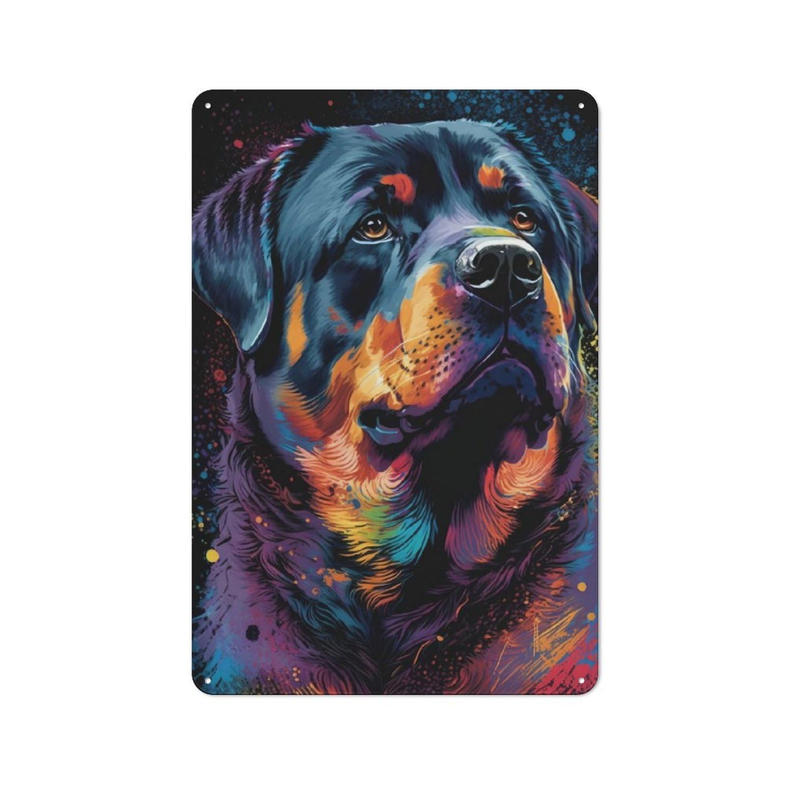 Junmoney Rottweiler Style 3 Understated Metal Wall Decor 30X20cm, Decorative Metal Sign For Workspace, Cafe, Shop Or Desk Area
