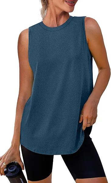 Womens Workout Tank Tops Lightweight Sleeveless Shirts for Women Loose Fit Tops for Athletic Running Tennis Yoga