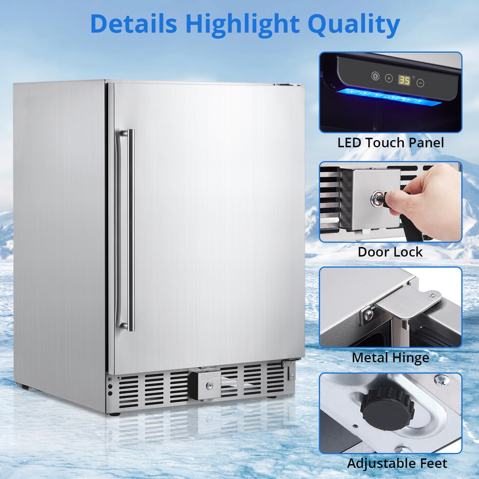 Garvee Beverage Fridge 24 Inch, Stainless Steel Under Counter Beverage Refrigerator 180 Capacity Freestanding Beer Drink Soda Cooler Fridges for Indoor Kitchen, Apart, Office, Home, Supermarket on Fridge.com