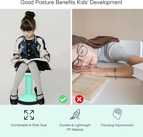 Miniatura 7 de Giantex Taburetes tambaleantes para asientos de aula, taburete meneo con altura ajustable, taburete de aprendizaje activo de 24 pulgadas, silla de