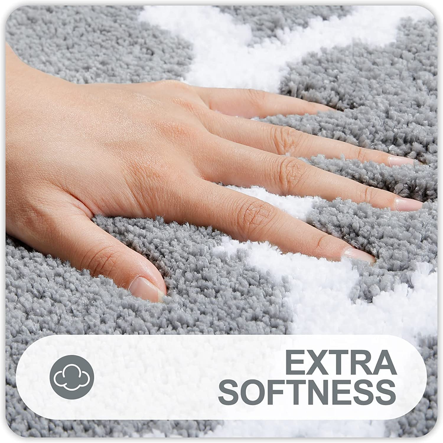 Homaxy Set di 2 tappetini da bagno antiscivolo, morbidi a pelo lungo, in microfibra, set da 2 pezzi, colore grigio, 40 x 60 cm + 40 x 120 cm