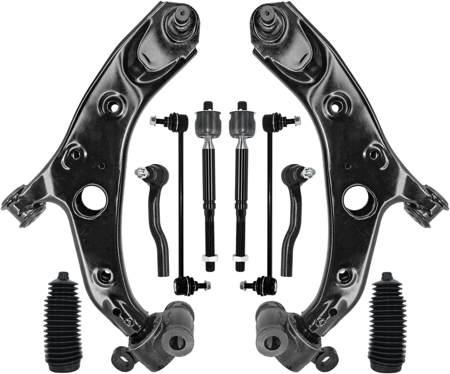 Control Arm, Replacement For Front Lower Control Arm With Ball Joint Sway Bar Inner Outer Tie Rod Boot Compatible With 2014-2017 Mazda 6-10 Pcs
