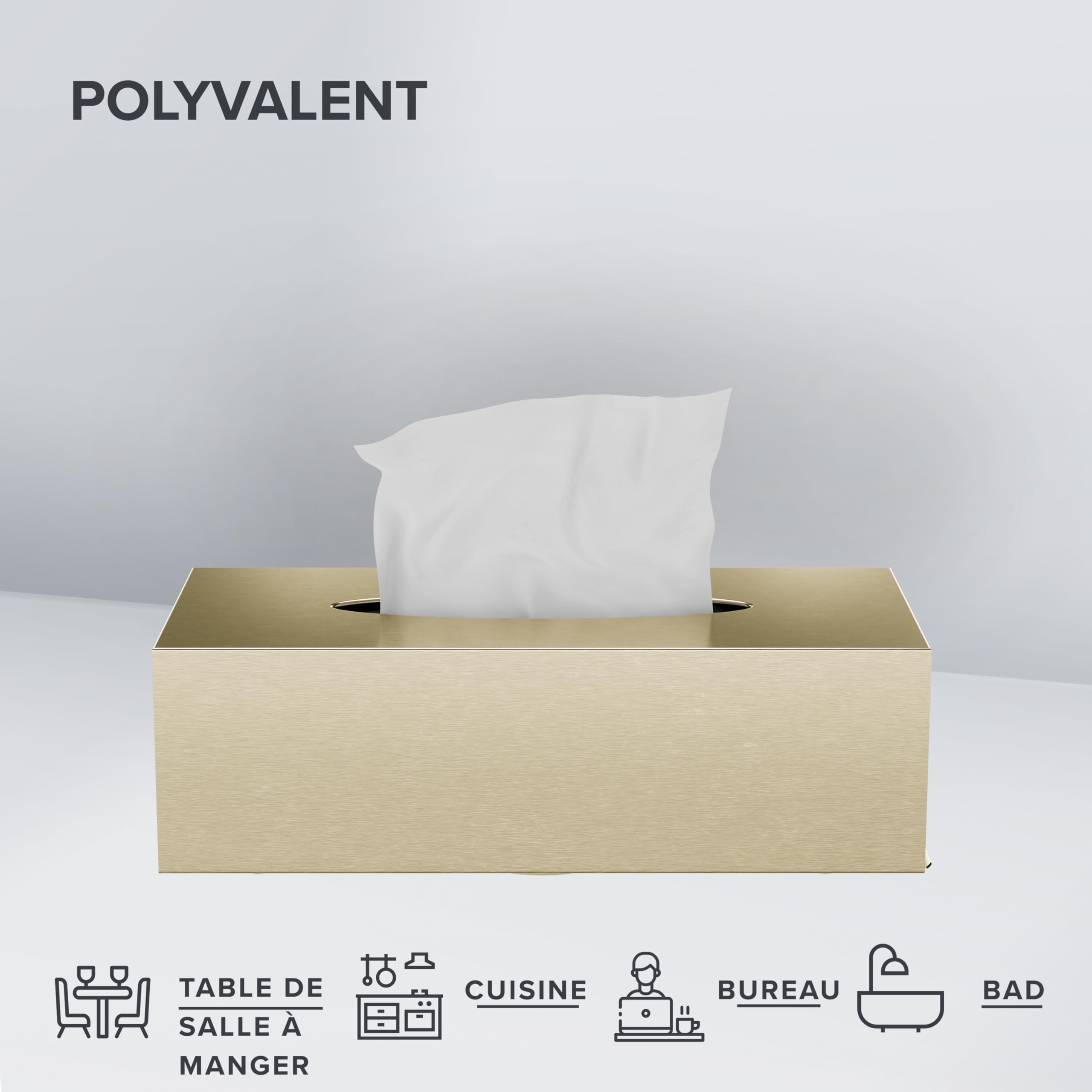 Ovimar Boîte à mouchoirs Uttakleiv | en Acier Inoxydable Fin | Or mouchoirs pour Salle de Bain, Cuisine ou Table à Manger | Montage Mural en Option