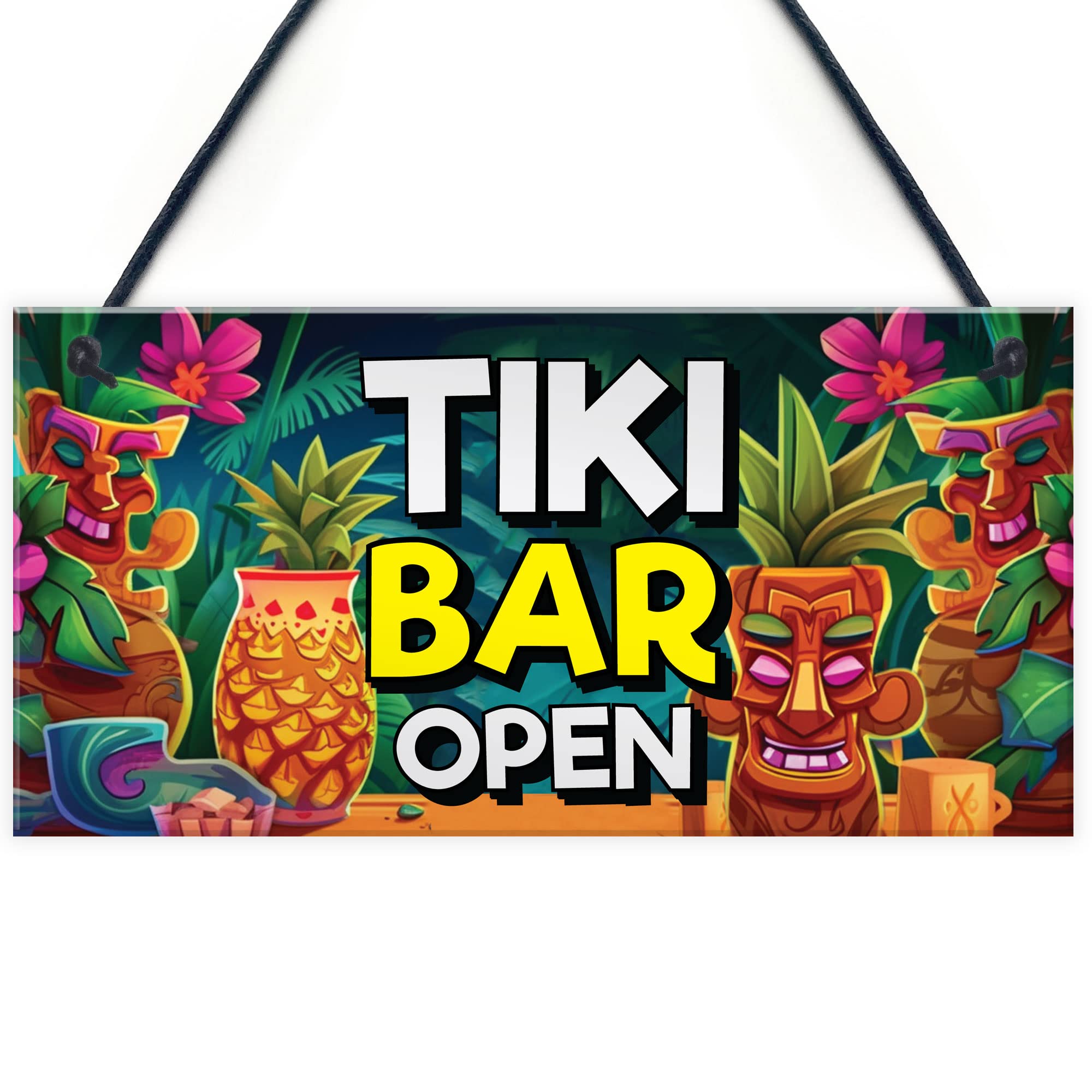 Red Ocean Tiki Bar Open Hanging Bar Pub Garden Plaque Beer Cocktails Beach Decoration Sign Friendship Gift For Women Men