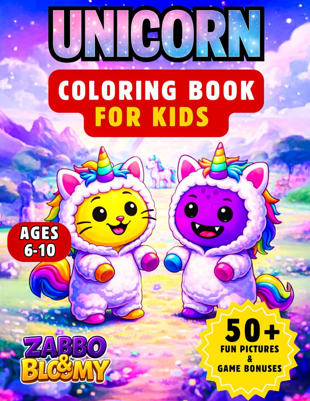 Zabbo & Bloomy’s Unicorn Coloring Book: A Fun and Sparkly Coloring Adventure with Rainbows, Castles, and Magical Friends for Kids Ages 6–10 (Zabbo & ... Series (Story + Coloring for Kids 6–10))