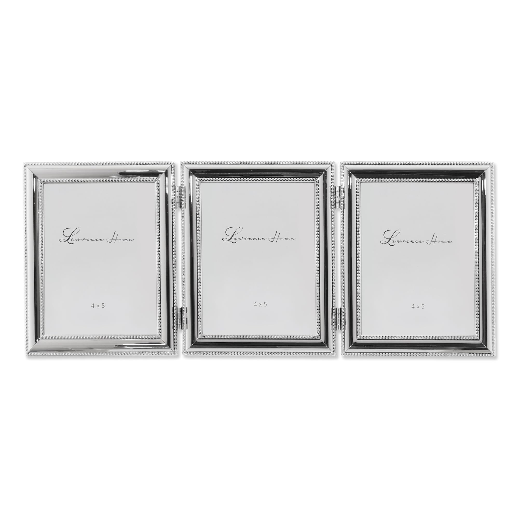 Lawrence Frames 510745T Silver Plated Double Bead Hinged Triple Picture Frame, 4 by 5-Inch