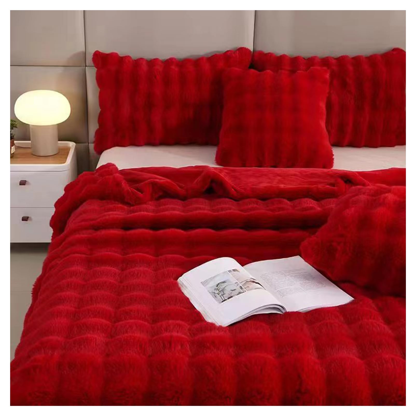 Ergocar Coperta, Coperta in Pelliccia di Coniglio Finta, Reversibile Coperta Soffice e Accogliente, Coperta da Divano Morbida, Coperta Decorativa, per Divano, Letto, Viaggi