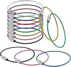 EASYKEENECOM Schlüsselring Drahtseil, 63 Stücke Schlüsselring Groß, Schlüsselringe Edelstahl, Nylon Beschichtete, Schlüsselringe Bunt für Gepäckanhänger, Taschenlampen, ID Tag Wächter