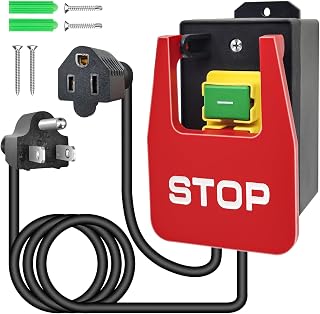 CXCESNS 110V-120V Emergency Stop Paddle Switch for Table Saw & Drill Press - Safety ON/OFF Power Tool Switch with Heavy Duty Cords