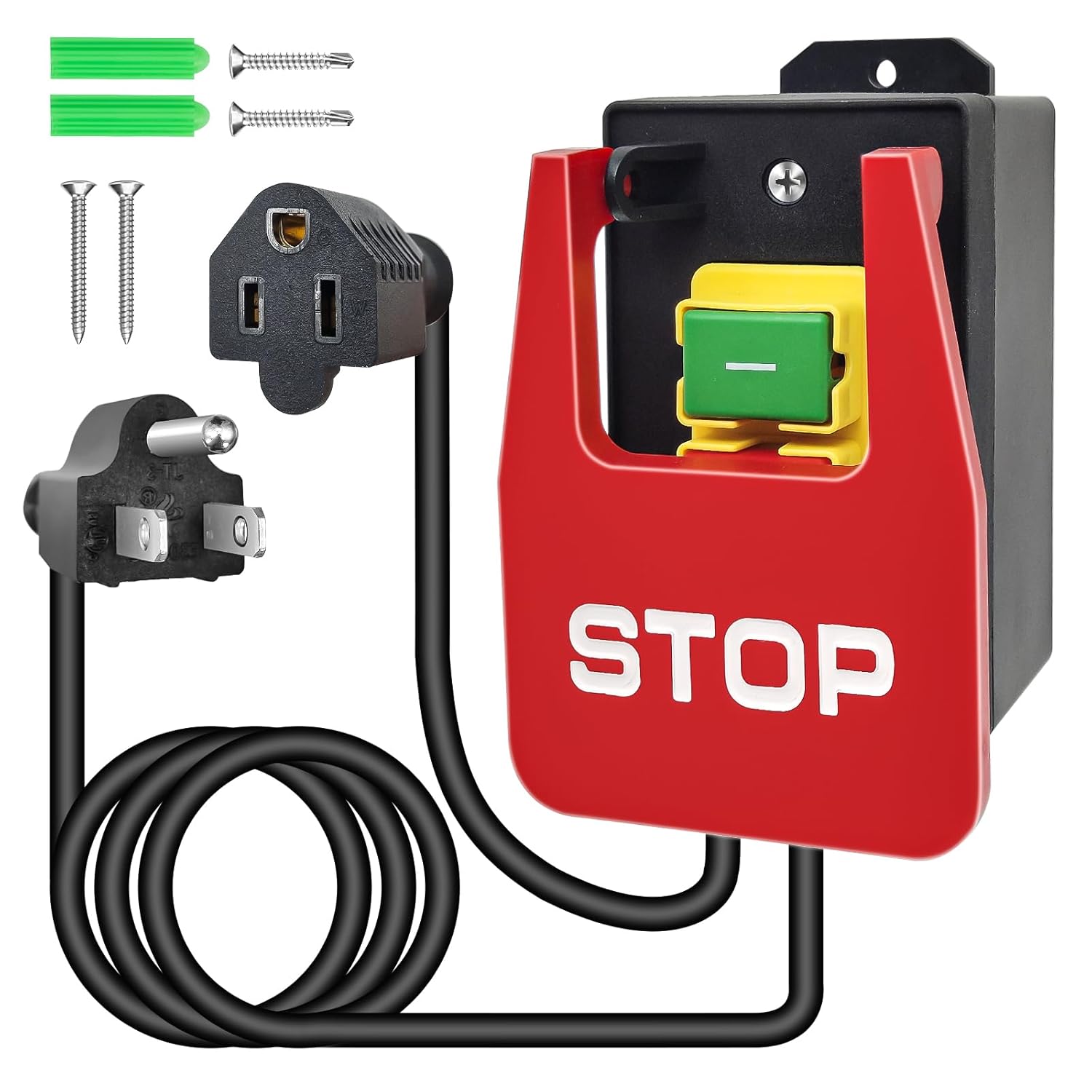 CXCESNS 110V-120V Emergency Stop Paddle Switch for Table Saw & Drill Press - Safety ON/OFF Power Tool Switch with Heavy Duty Cords