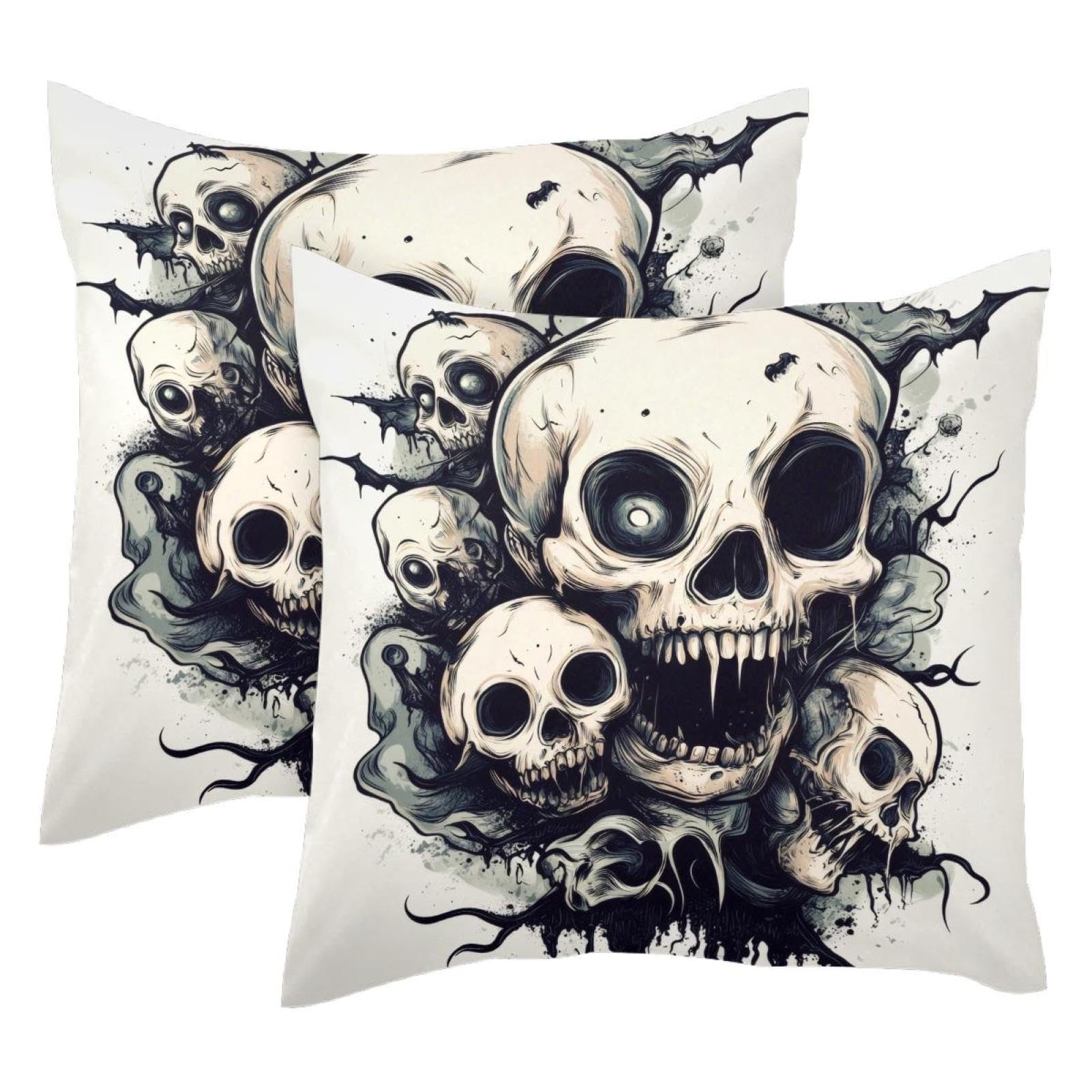Housses de coussin velours zombie 50x50 cm lot de 2 pour décoration gothique chic