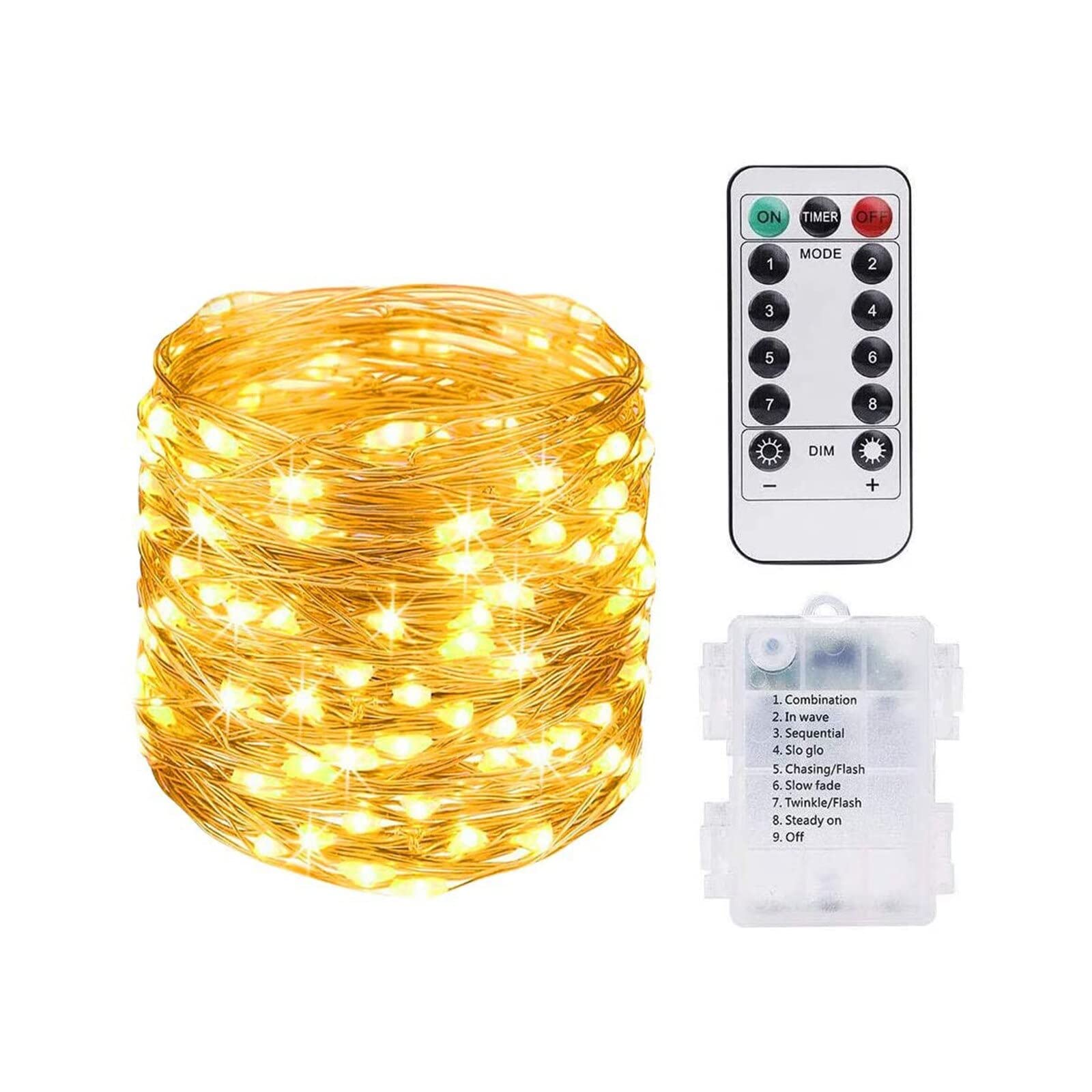 Coolbaby light waterproof starry firefly copper wire string light,20m 200 led 8 modes with remote control, for christmas wedding home decorations, warm white, clear, sedc-tmm