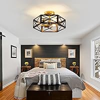 Vista 6 de Lámpara de Techo de Montaje Empotrado Moderna, 3 Luces Negras y Oro Accesorios de Luz de Pasillo para Montaje en Techo, Lámpara de Techo Industrial