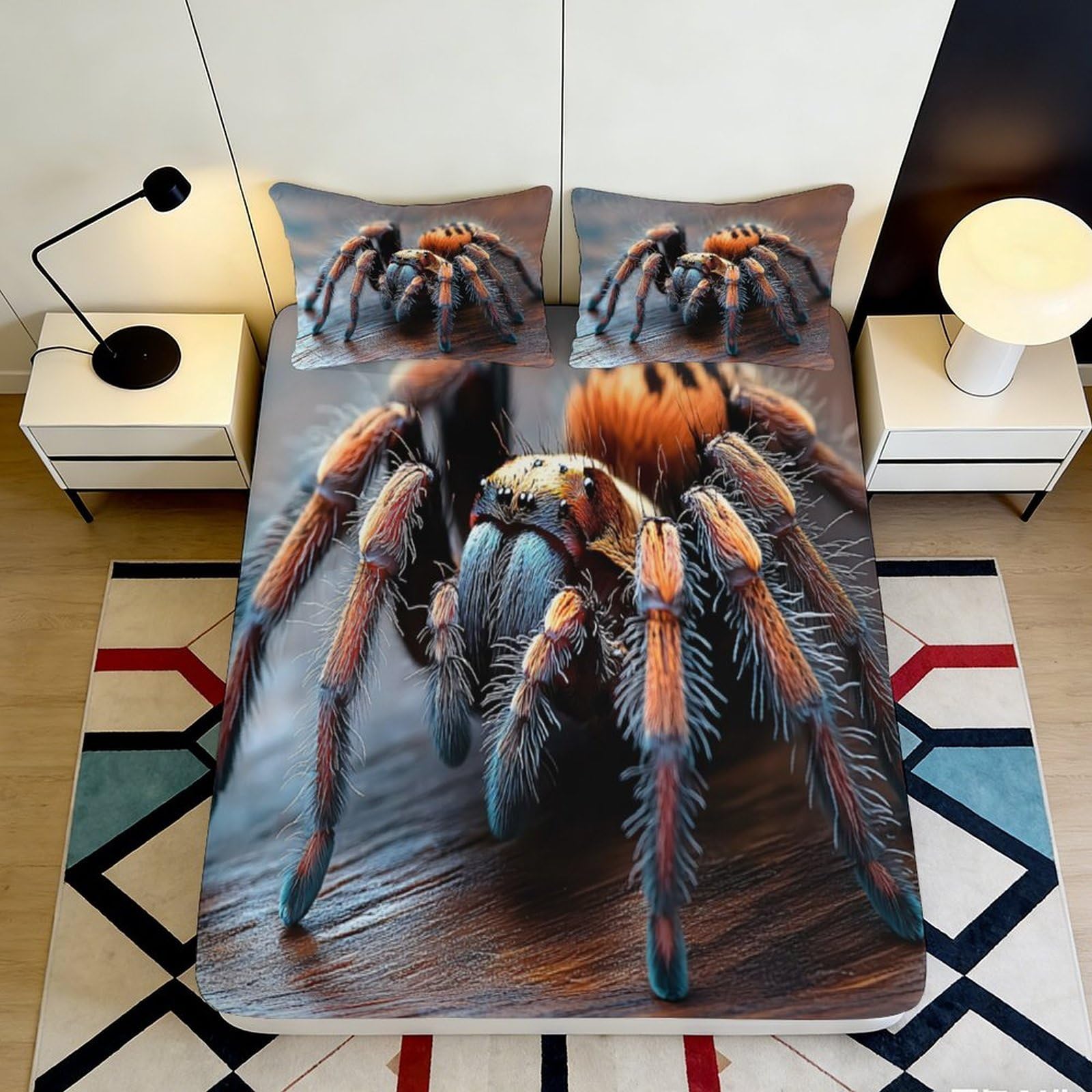 Jqzkxnhpbr Style-5 3D Printed Tarantula Spider Fitted Sheet Microfiber Soft Anti-Slip Bed Cover For Bedroom Dorm Mattress Protection Decor 90X200x25cm