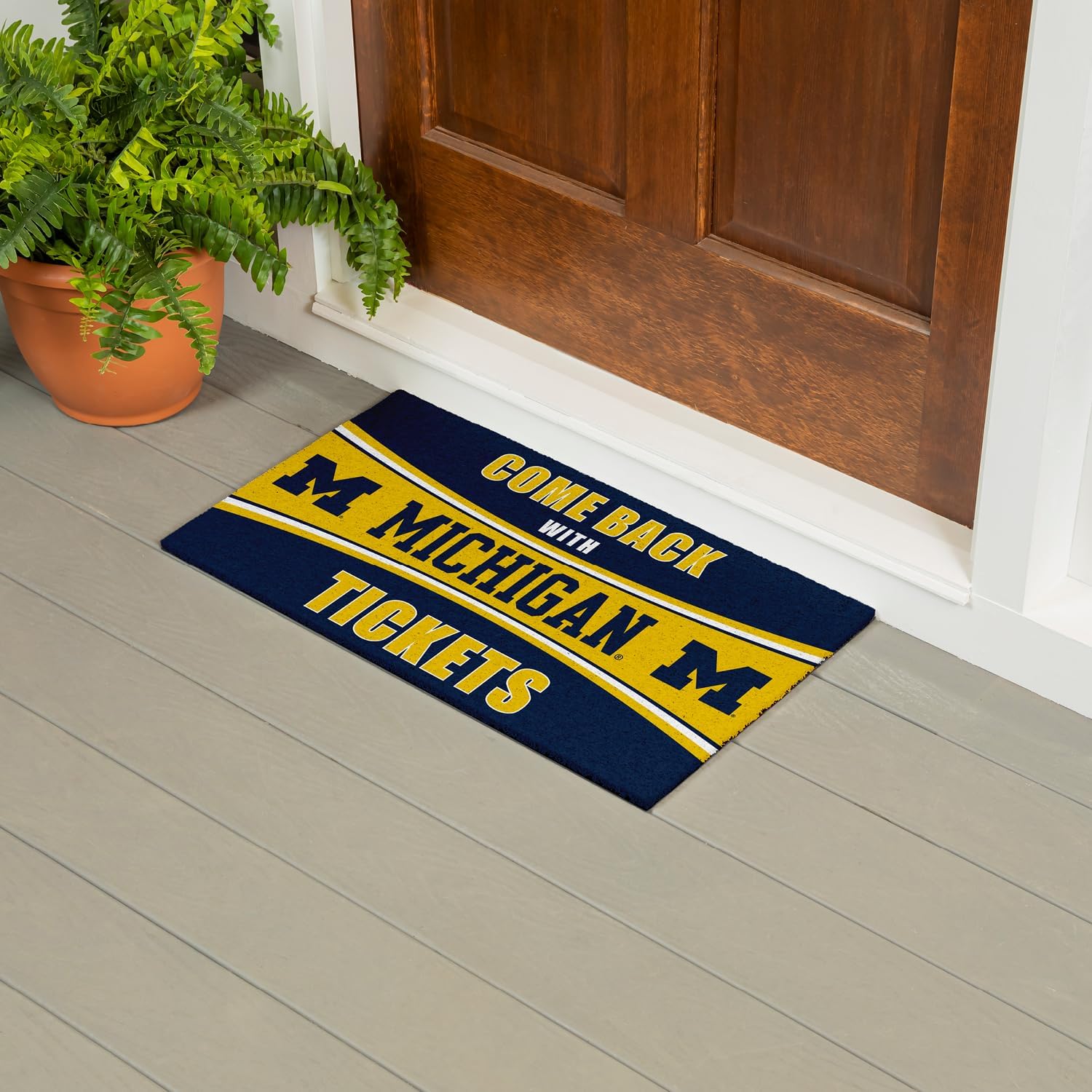 Team Sports America University of Michigan | Indoor and Outdoor Entryway | 28 x 16 Inches | Non Slip Back | Welcome Floor Mats | Muddy Dog Paws | Front Door Entrance Home Décor