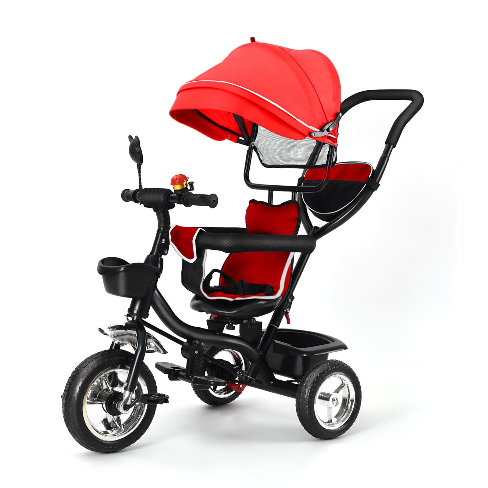 Maymar Triciclo de bebé escalable, Kinderkraft - Bicicleta triciclo 2 en 1, combina carrito y función de paseo, con parasoles plegables y pedales, regalo para bebe de 1 a 5 años (01, rojo)