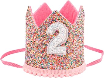 SuPoo 2nd to 6th Birthday Decorations for Girl Sprinkle Birthday Hat Headband Birthday Crown for Girl Princess Tiara Gift