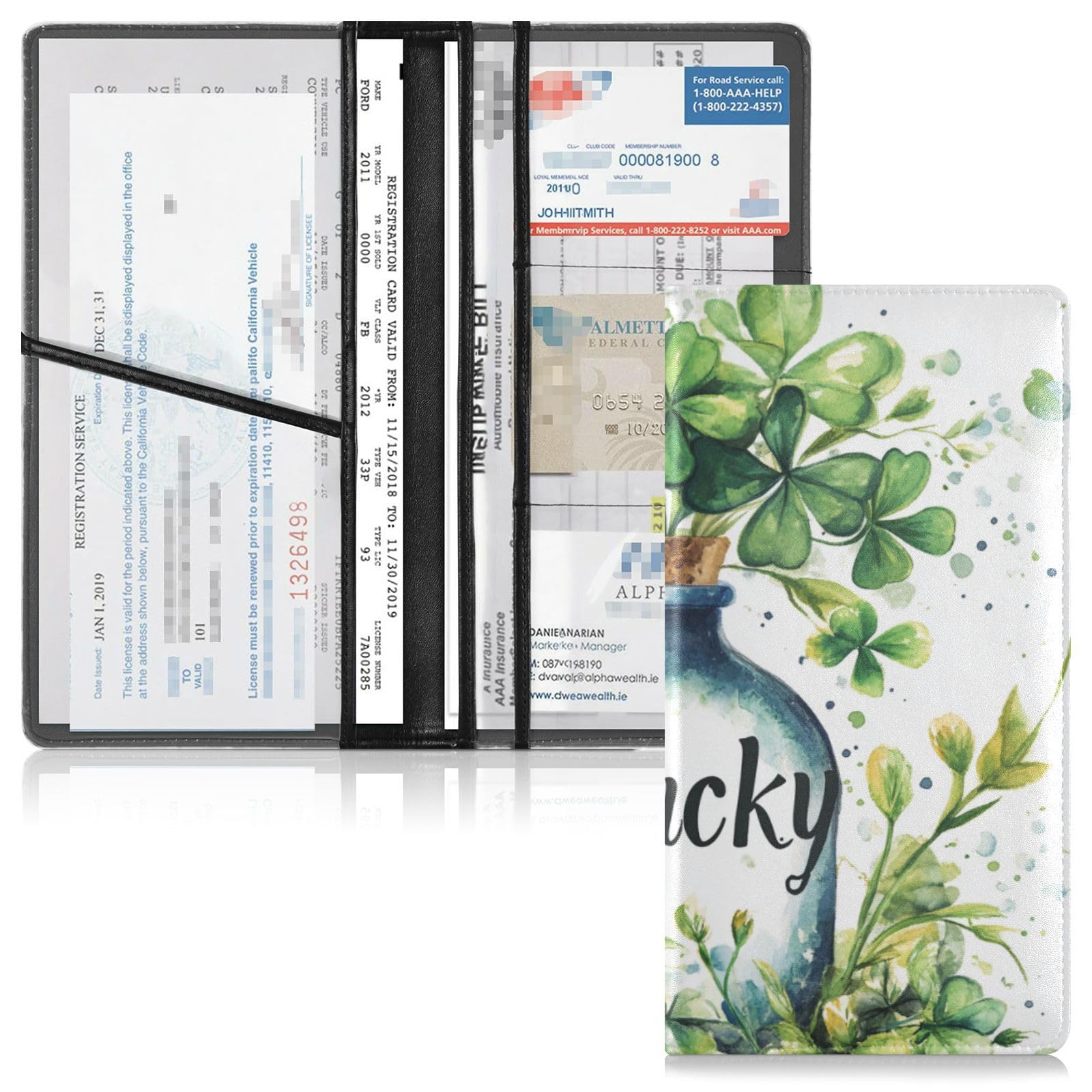 LINTRU Car Registration And Insurance Holder Trifold Oversized Fit With - View #3