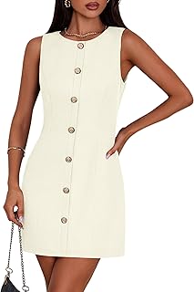 Work Dresses for Women 2026 Summer Business Formal Short Dress Sleeveless Button Down Elegant Office Outfits