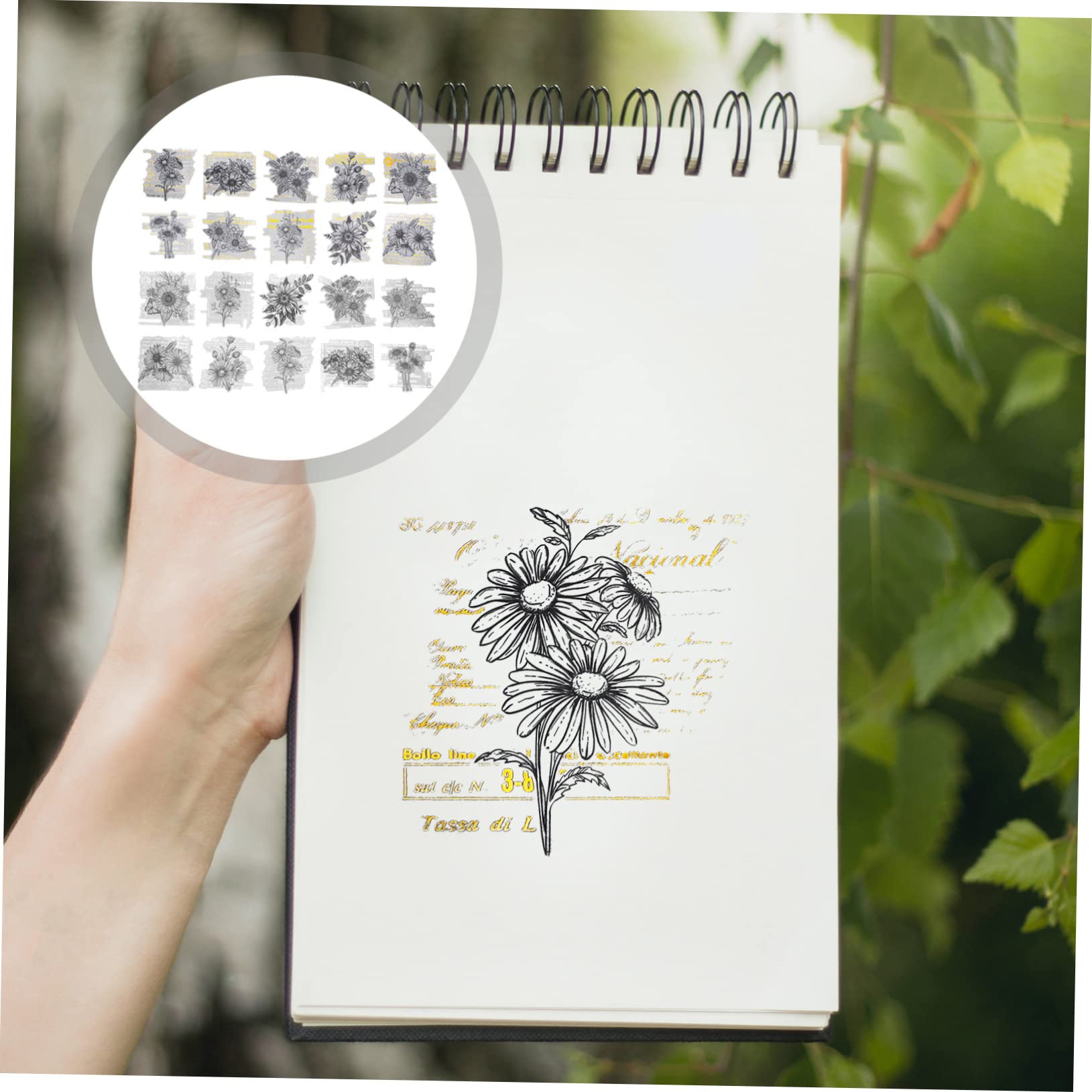Anneome 4stücke Vintage Blumen Aufkleber Für Scrapbooking Und Dekoration Handgezeichnete Aufkleber Für Notizbücher Tagebücher Fotoalben Und Kreative Projekte Pro Packung
