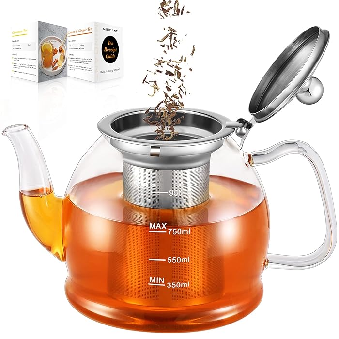 Buy Glass Teapot, 33 oz / 1000ml Glass Teapot with Removable Infuser
