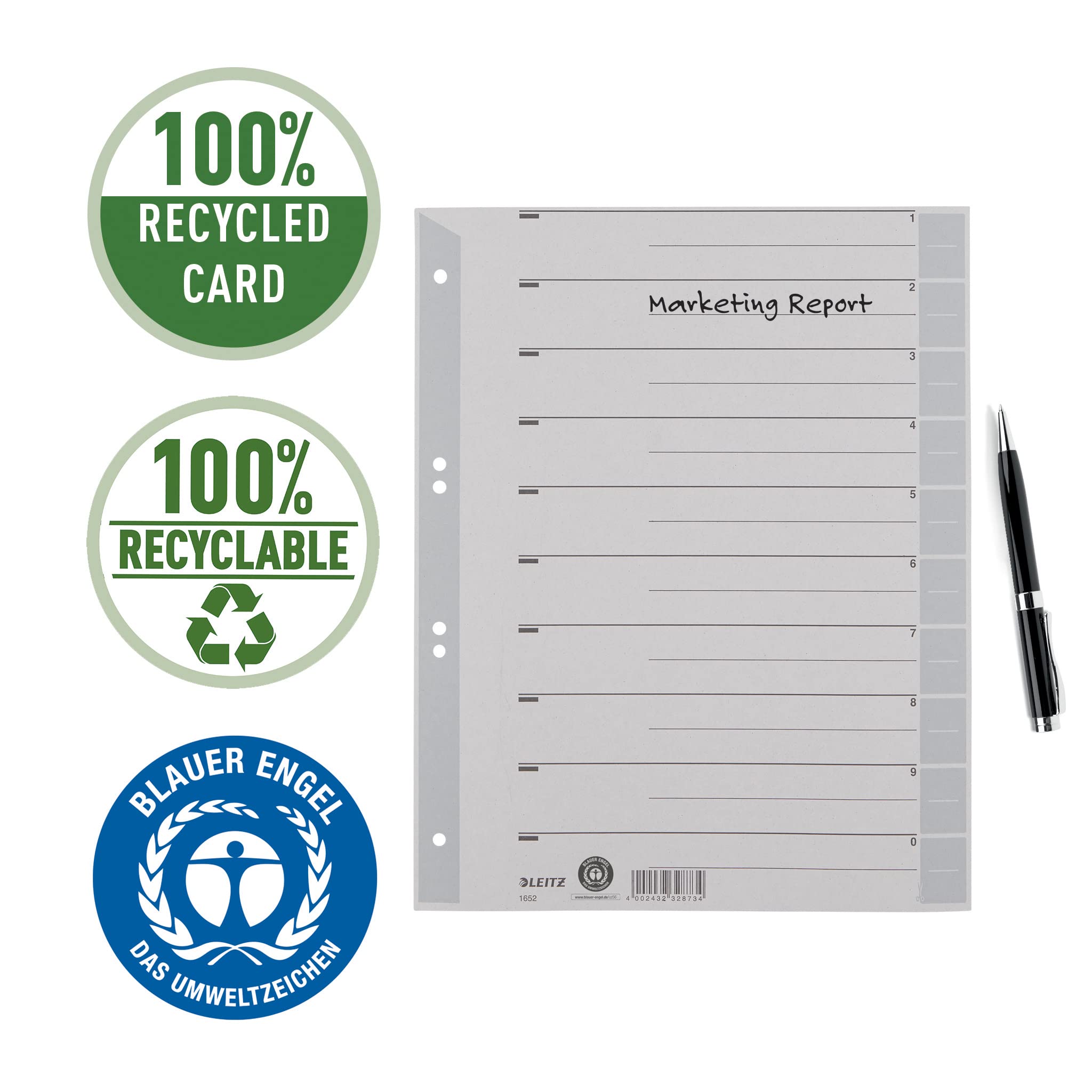 Leitz Cardboard tabs, grey