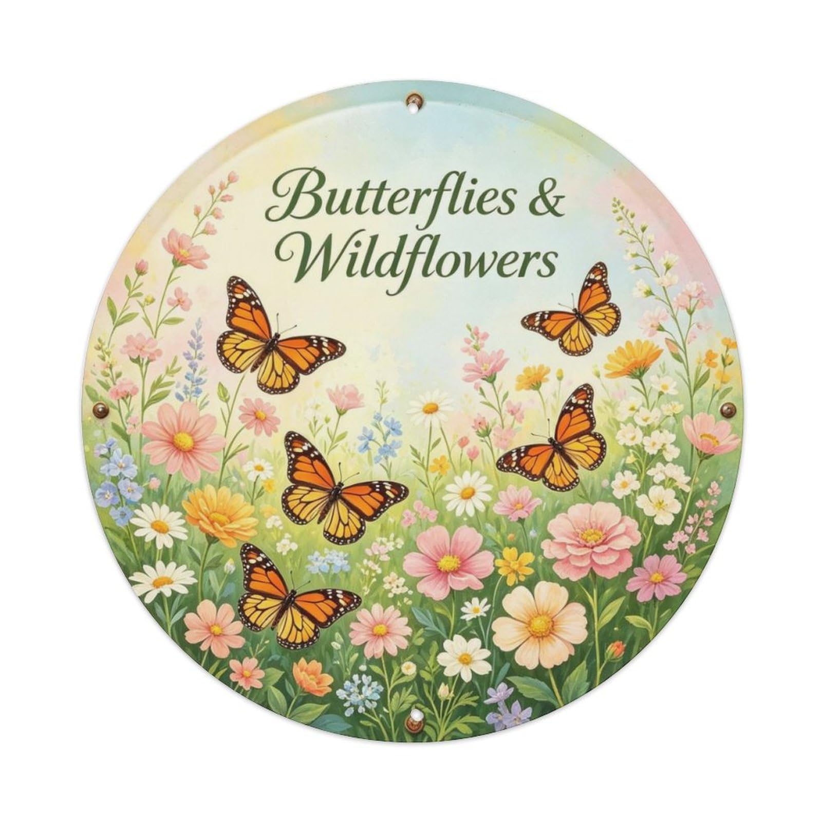 Butterflies & Wildflowers Metal Tin Sign Plaque