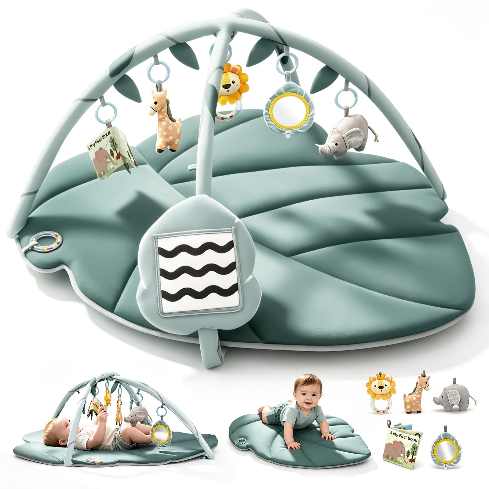 Vanplay Multifunctional Baby Fitness Device for Newborns with 6 Toys, Gymnastics Mat for Activities with Toys, Fitness Studio for Children, Non-Slip Thickened