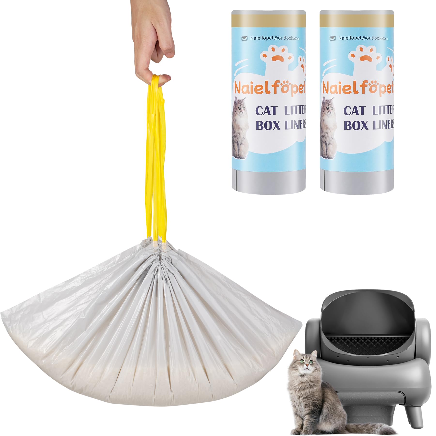 30 bolsas de arena para gatos, compatibles con Neakasa M1 con parte superior abierta, autolimpiable, bolsas de basura supergruesas de 3 mils, bolsas de basura de 27 x 13 pulgadas