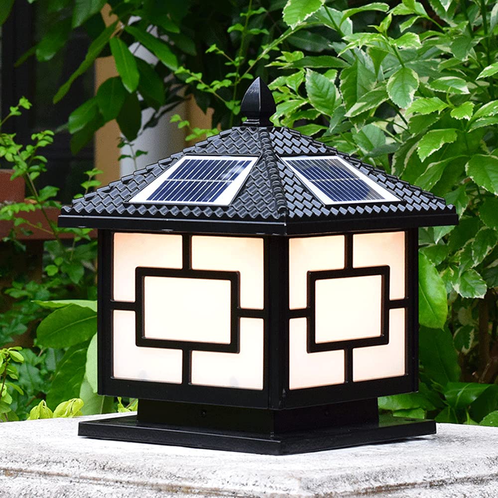 CHENKUI Solarna Lampa Słupkowa W Stylu Chińskim Przemysłowe Oświetlenie Pocztowe Kreatywne Oświetlenie Kolumnowe Z Latarnią W Kształcie Słupa Czujnik Zmierzchu Do Świtu IP54 Wodoodporny Super Jasny