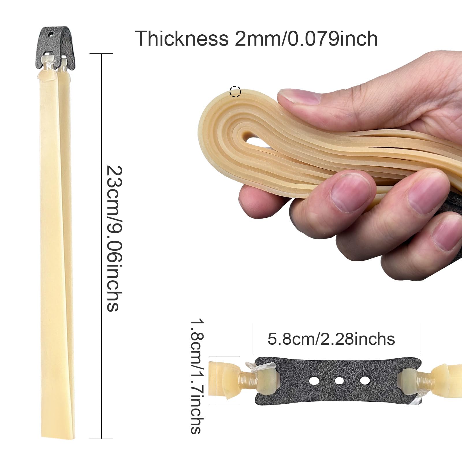 RCZZSUWE 6PCS 2mm Thickened Natural Flat Slingshot Bands High Elasticity,Slingshot Replacement Latex Bands Heavy Duty,Hunting Slingshot Rubber Band Parts,Hule Para Resortera