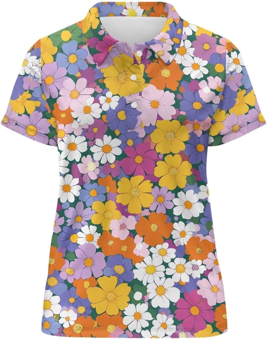 Womens Golf Shirts Collared Short Sleeve T Shirt Lightweight Moisture Wicking Casual 3 Buttons Outfits