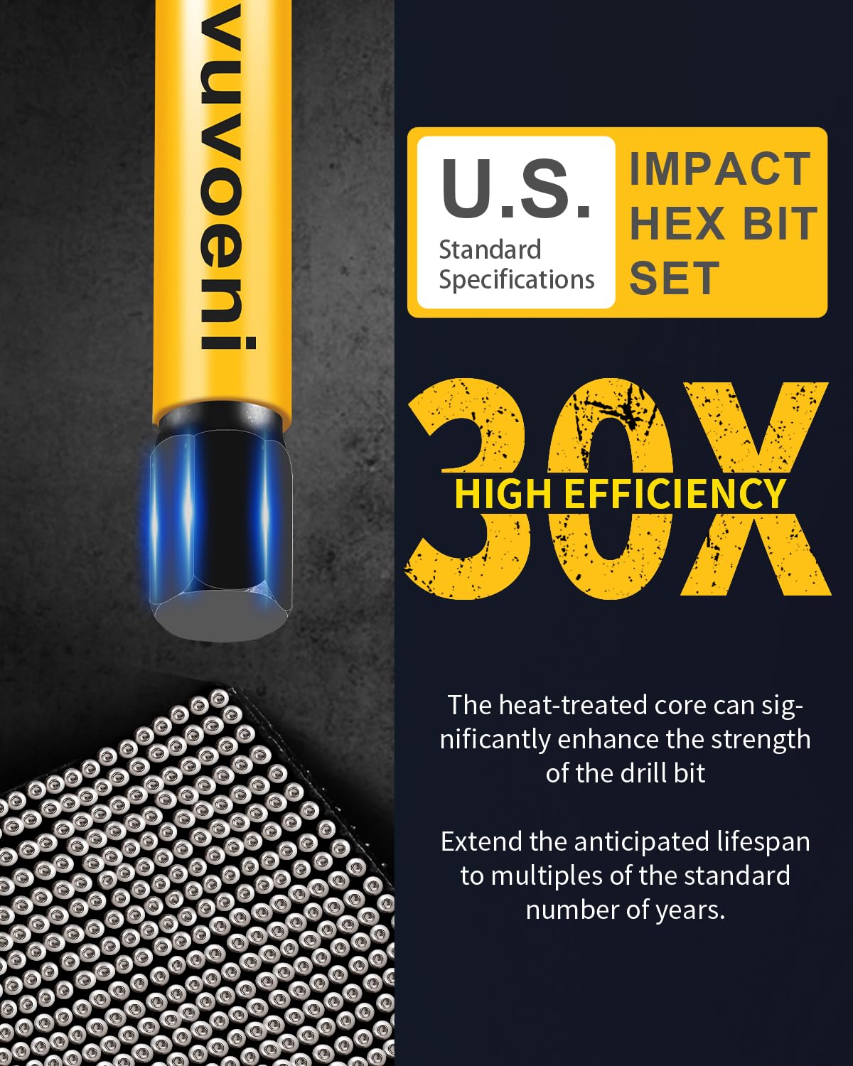 20PCS Impact Hex Head Allen Wrench Drill Bit Set (Metric & SAE), 2 in Long Allen Bits Magnetism, 1/4'' Hex-Shank S2 Steel for DIY Furniture Assembly & Car Repairs - 5