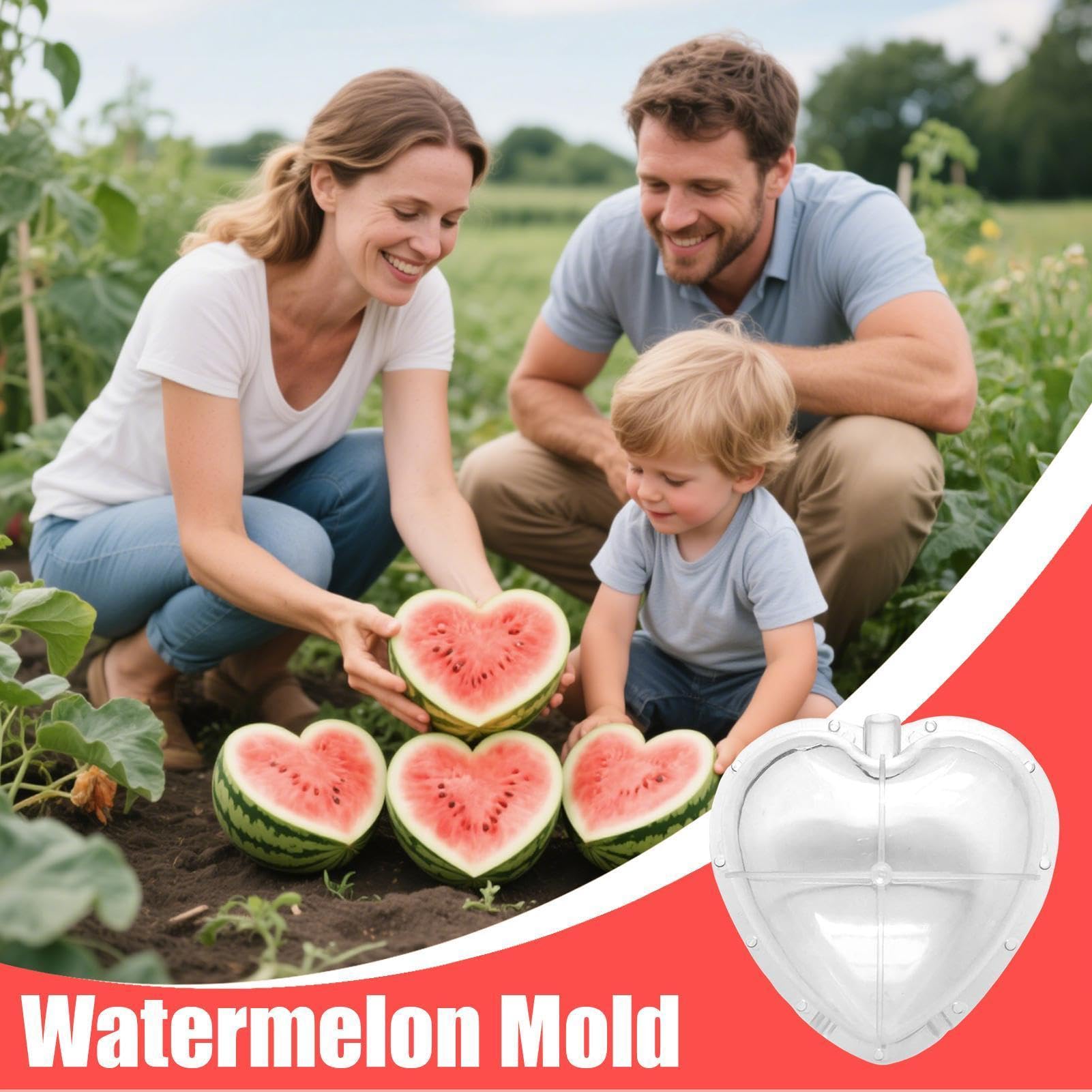 Stampo per coltivazione 'anguria a forma di cuore – strumento trasparente per modellare frutta con fori traspiranti | Stampo da giardino riutilizzabile per cuori, angurie e zucche | Coltivazione