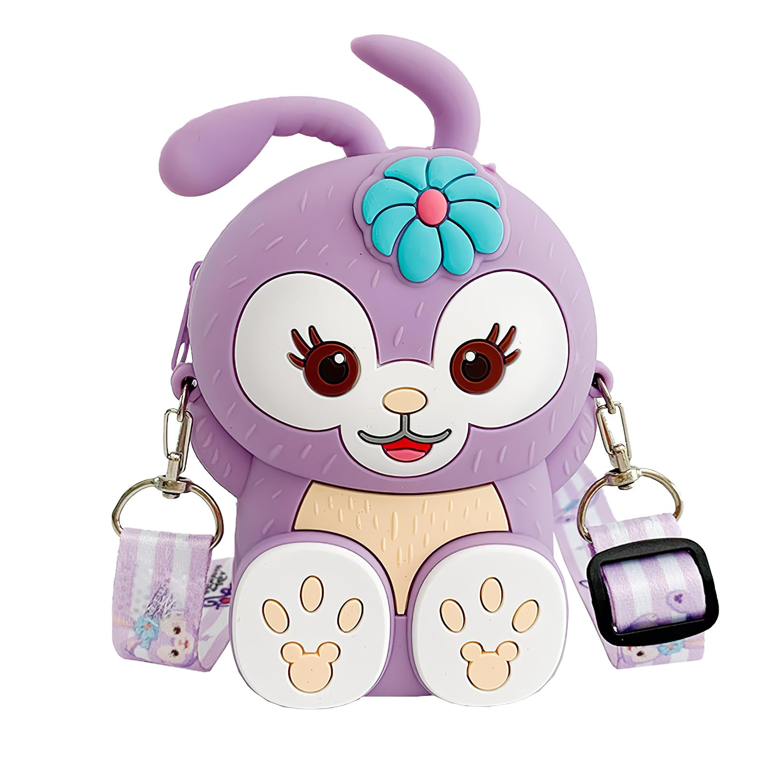 Cute Sling Bag for Girls Kids - Mini Purse for Kids Girls with Adjustable Strap, Silicone Waterproof Purple Kids Cartoon Handbag, Ideal Purse for Kids Girls for Daily Use-image-6