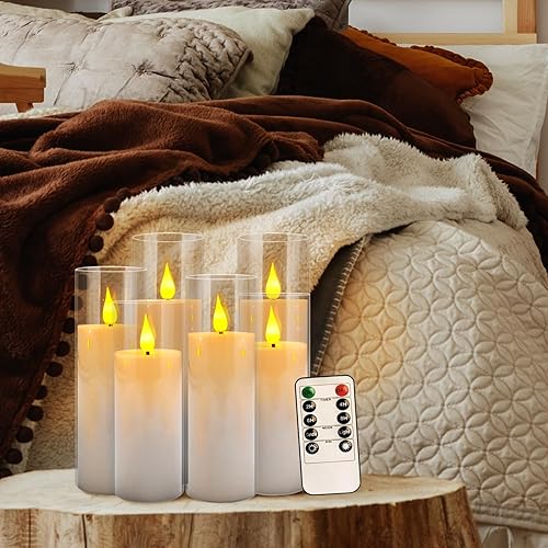 Miniatura 6 de Velas cónicas sin llama parpadeantes con 2 controles remotos, funciona con pilas, mecha 3D de luz cálida, velas LED de cera real, paquete de 6,
