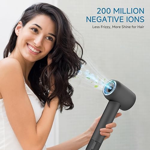 Miniatura 2 de TanSon Secador de pelo de alta velocidad de 1600 W, motor sin escobillas de 110,000 RPM, 200 millones de secador de pelo iónico negativo para secado