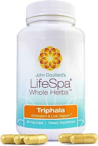 LifeSpa Cápsulas Triphala de hierbas enteras Limpiador de colon Limpieza digestiva Apoya la digestión saludable para aliviar el estreñimiento